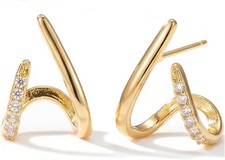 Trendy 14K Gold Plated Minimalist Stud Earrings for Women, Dainty Design