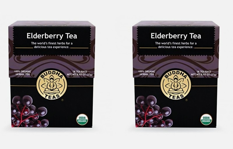 (2) Buddha Teas Organic Elderberry Tea, Kosher, NON-GMO, 18 Unbleached Tea Bags