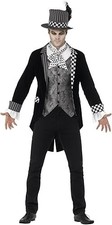 Image of Official Deluxe Mad Hatter Mens Fairytale Fancy Dress Halloween Costume Black XL