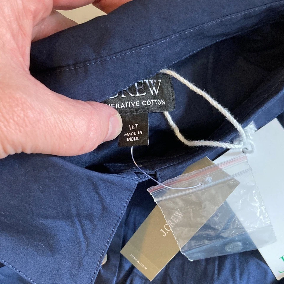 Vestido camisero J Crew Elena talla 16 alto azul marino oscuro Foto 3 de 4