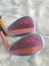 STUNNING PAIR OF APACHE RED HELICOPTER OIL CAN WEDGES, 52 & 56 LOFT RIGHT HANDED