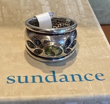 NWT Sundance Catalog Silver Peridot And Iolite Wide Band Ring Size 5 330