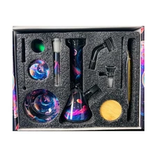 10 PC Glass Rig Water Pipe Kit Galaxy Fantasy Astro Dream Design Banger Cap Tool