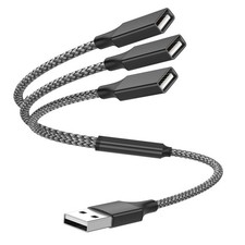 USB Y Splitter 1 in 3 Out 1Ft/30cm, USB Male to 3 Female Cable for PC/Laptop/