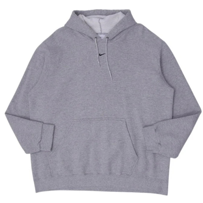 Vintage Embroidered Nike Center Swoosh Gray Pullover Hoodie XXL