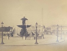 c.1870 Bisson Frères Albumen Photo – Place de la Concorde, Paris Fountain
