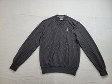 Psycho Bunny Men Sweater M Dark Gray Long Sleeve V Neck Pullover Comfort Casual