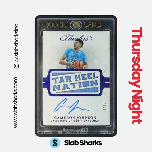2019 PANINI FLAWLESS CLG CAMERON JOHNSON ROOKIE SLOGAN DIE-CUT SAPPHIRE AUTO /15