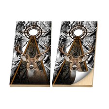 Premium Cornhole Vinyl Wraps - 3M Decal- Hunting Deer - Whitetail Buck Crosshair
