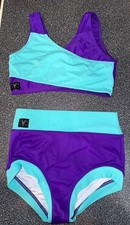 Kandi Kouture 2 Piece Dancewear Set Size XL 10/12 Convention Wear Purple/Teal
