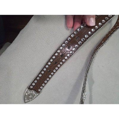 Blazin Roxx Large Brown Leather BELT Rhinestone Western  display picture 1