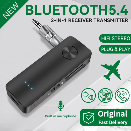 Adaptador de Audio Inalámbrico 2 en 1 Bluetooth 5.4 Receptor Transmisor 3.5mm AUX Lo...