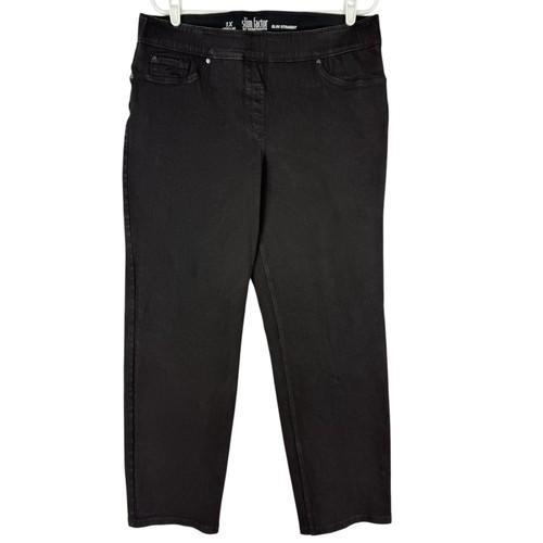 Slim Factor by Investments Pull-On Slim Straight Black Leggings Hose Plus 1X R