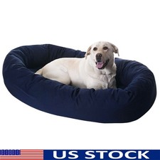 Luxury Dog Bed Waterproof Cozy Bolster Machine Washable Pet Haven Round New