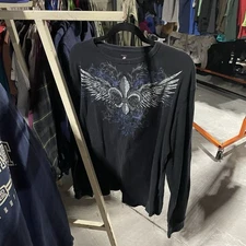 Y2K Grunge Emo Star Goth Punk Skull Thermal Long Sleeve Size XL