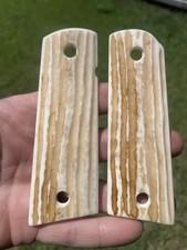 1911 Colt Thin Bone Grips 45 38 Government Commander Jigged Ambidextrous Cut Elk