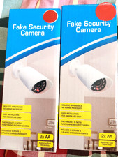 2 Pack Dummy Camera Fake Security CCTV Dome Camera with Flashing Red LED Light