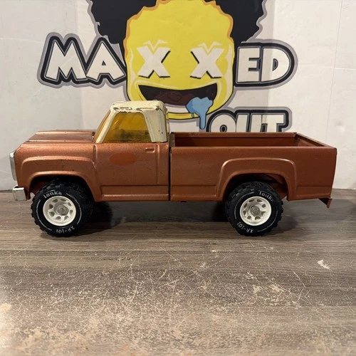 Vintage Tonka Dodge Pick Up Truck Bronze, Pressed Steel Toy, 14"