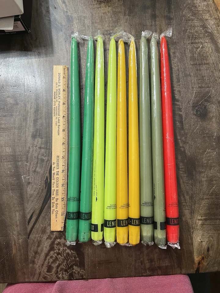 Nine (9) Vintage Lenox 15” Candles In Box Hand Dipped, Five (5) Colors - Image 2 of 4