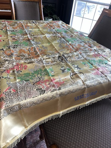 Blumen, Gold Chinesische Seide-Fransen-Gobelin-Klavier Gardine-Tischdecke Air Company