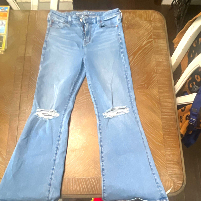 American Eagle Outfitters Women's Super High-Rise Flare Jeans Light Wash size 10