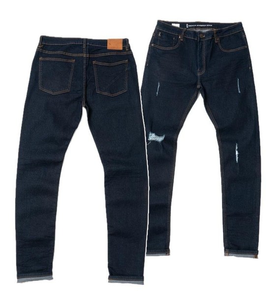 Men Ringspun Jeans Navy Polyester 34 / L / 50