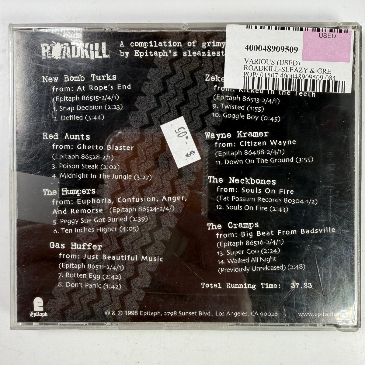 Roadkill A Sleazy Greazy Compilation CD 1998 Punk Rock Epitaph