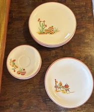 Vintage TST Taylor Smith Mexican Scene Cactus Mexican Fantasy Plate Lot Plates