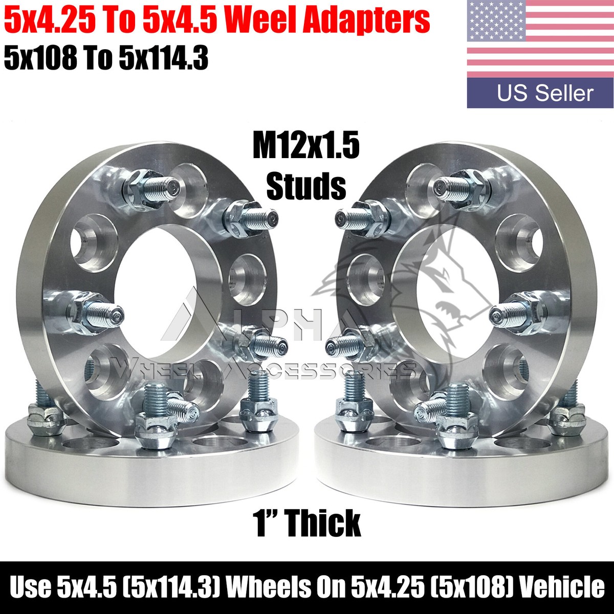 1.25 Inch Hub Centric Wheel Spacers 5x4.5 To 5x4.5 – For Ford Mustang 2015+ (14x1.5, Single)