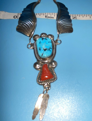 Melissa Yazzie (M)/Signiert Navajo/Sterlingsilber, Türkis & Koralle/18 Zoll Halskette - Bild 13 von 14