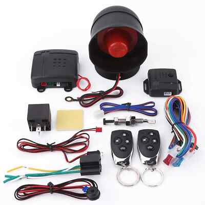 Universal Car Alarm Security System Keyless Entry with 2 Remote Controls Siren