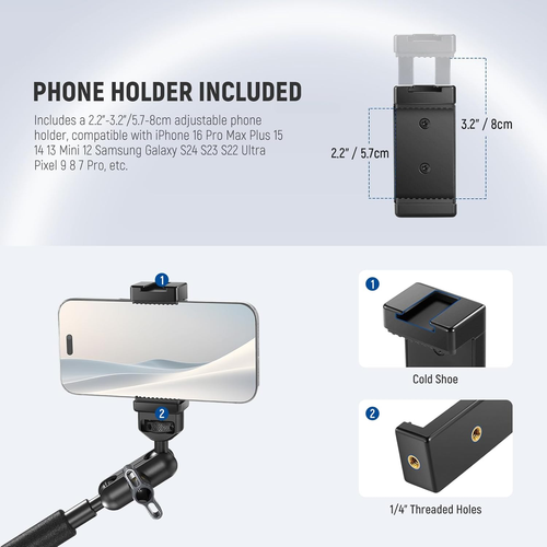 22" Magic Arm mit Schreibtisch C Klemme, Overhead Kamerahalterung mit Gelenkmikrofonausleger A - Bild 7 von 9