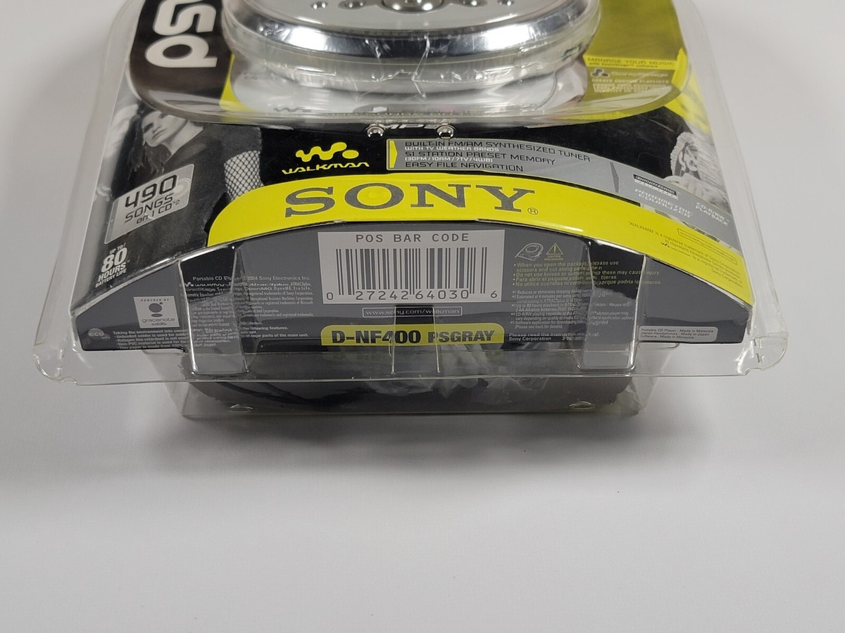 Sony Psyc D-NF400 CD Walkman Gray Atrac3 Plus MP3 TV/Weather/FM/AM