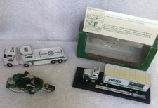 3 Hess Mini Lot Truck, Motorcycle , 18 Wheeler With  Racer
