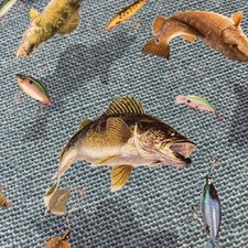 Northcott Fish Fishing Lures Cotton Fabric - FQ Fat Quarter Or Continuous Cut