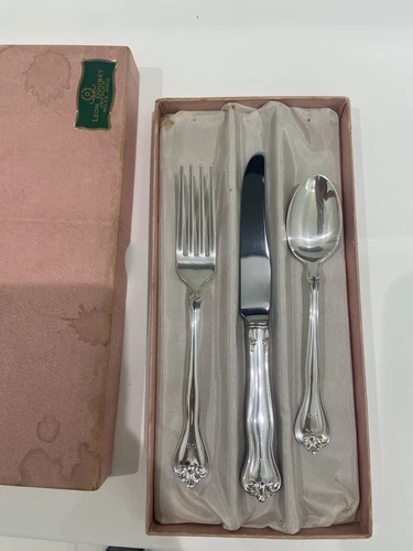 Vintage Lunt Baby Sterling Silverware Set M Monogram On Handles