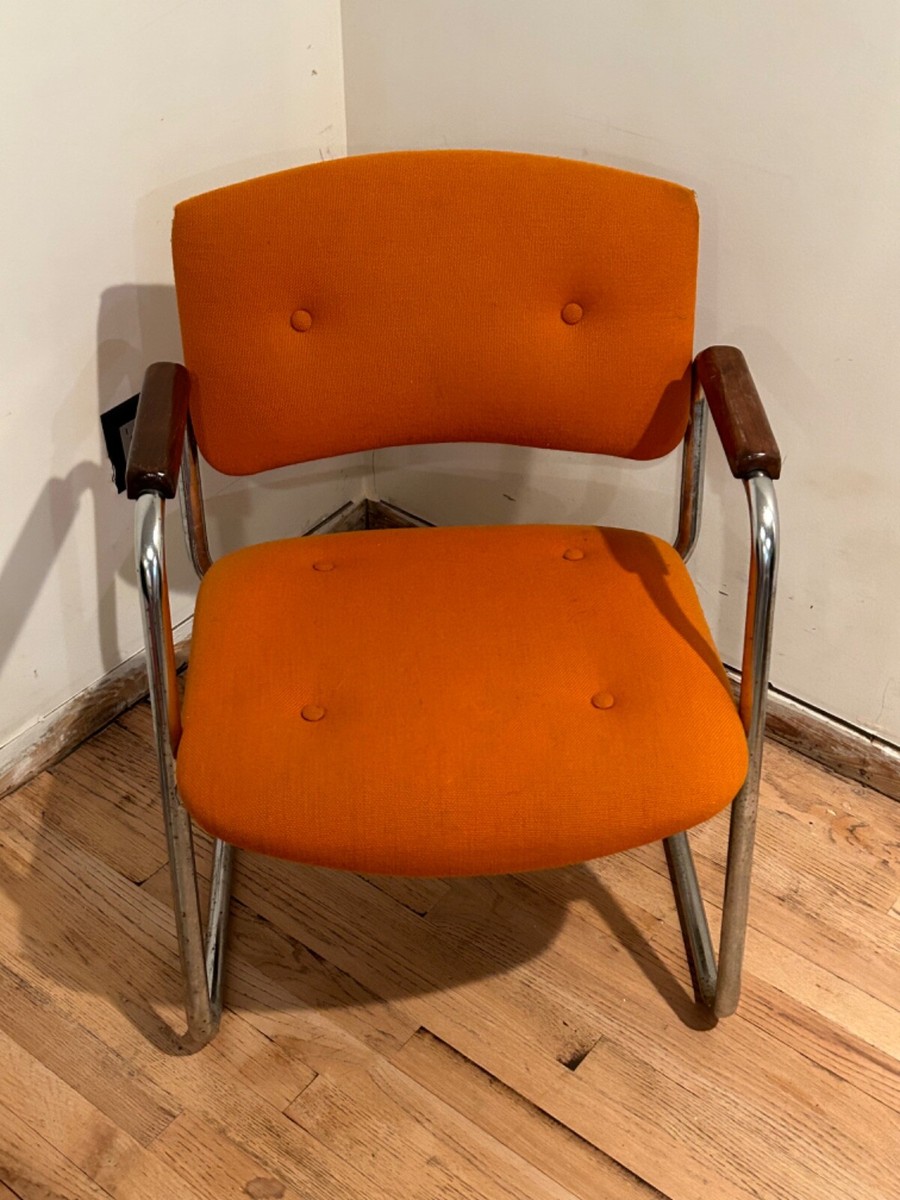Vintage Chrome Cantilever Chair • United Chair Co Style Steelcase