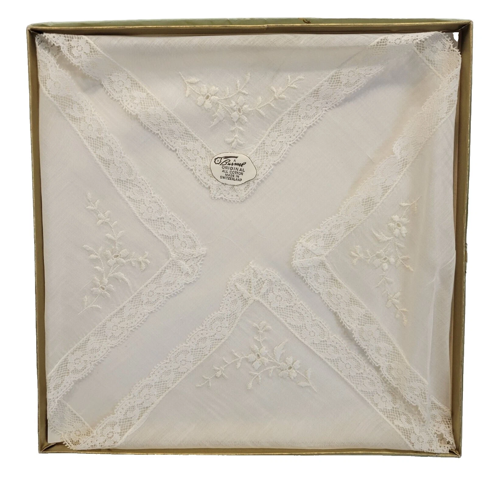 Lace Embroidered Original Vintage Plain & Solid Handkerchiefs