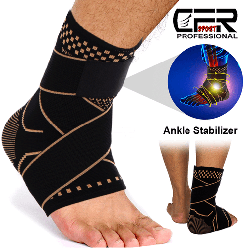 COPPER Compression Ankle Brace Foot Heel Sleeve Arthritis Pain Relief Support - Picture 13 of 15