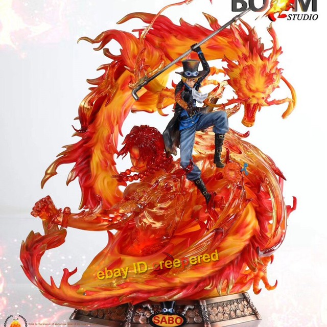 One Piece Sabo Statue Resin Model Fire Dragon Ace Boom Studio Sculpture With Led Ebay