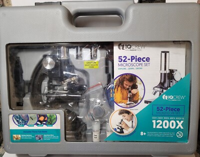 IQ Crew Durable Metal 52 Piece Microscope Set Ages 8+     *BRAND NEW*