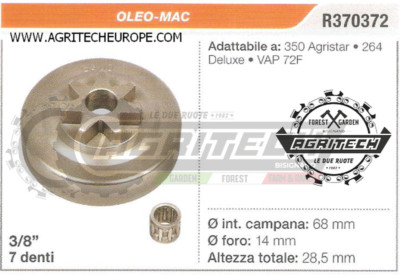 R370372 Sprocket Oleo-Mac 350 Chainsaw Agristar 3/8'' 7 Teeth