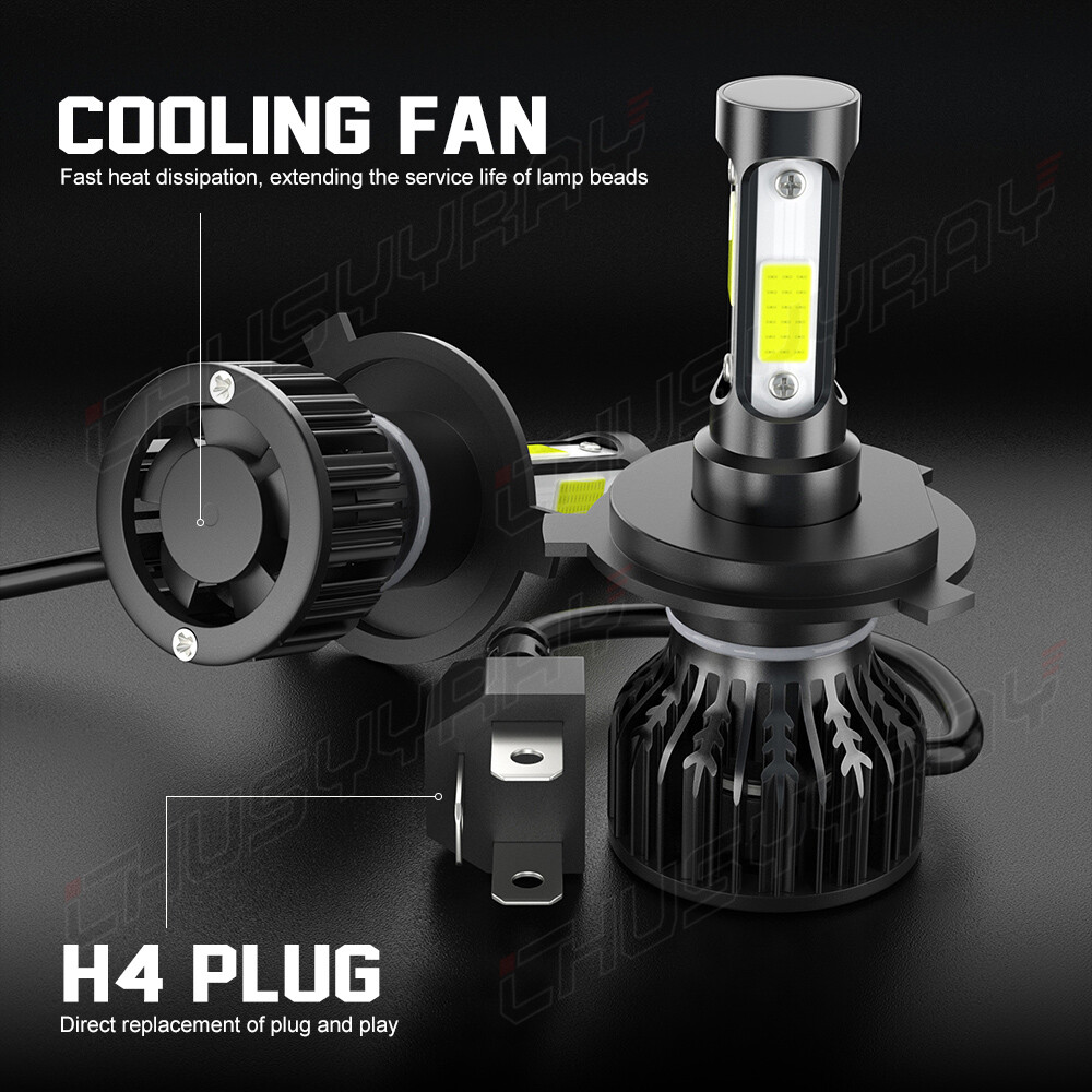 Pair 7 inch LED Headlight H4 High/Low Beam 6000K For Toyota FJ