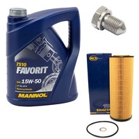MotoröL ÖLfilter SH421P 15W50 5Liter + ÖLablassschraube FüR Skoda Superb 3U4