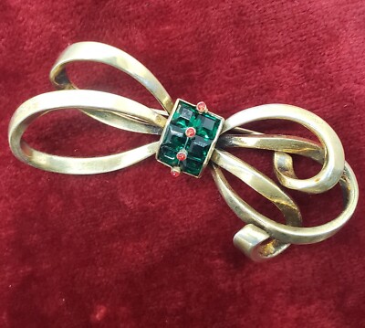 Vintage Gold Over 925 Sterling Silver Joseph Mazer Bow Knot Brooch