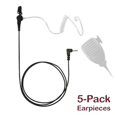 5x Acoustic 3.5mm Listen-Only Earpiece for Remote Shoulder Speaker Microphones