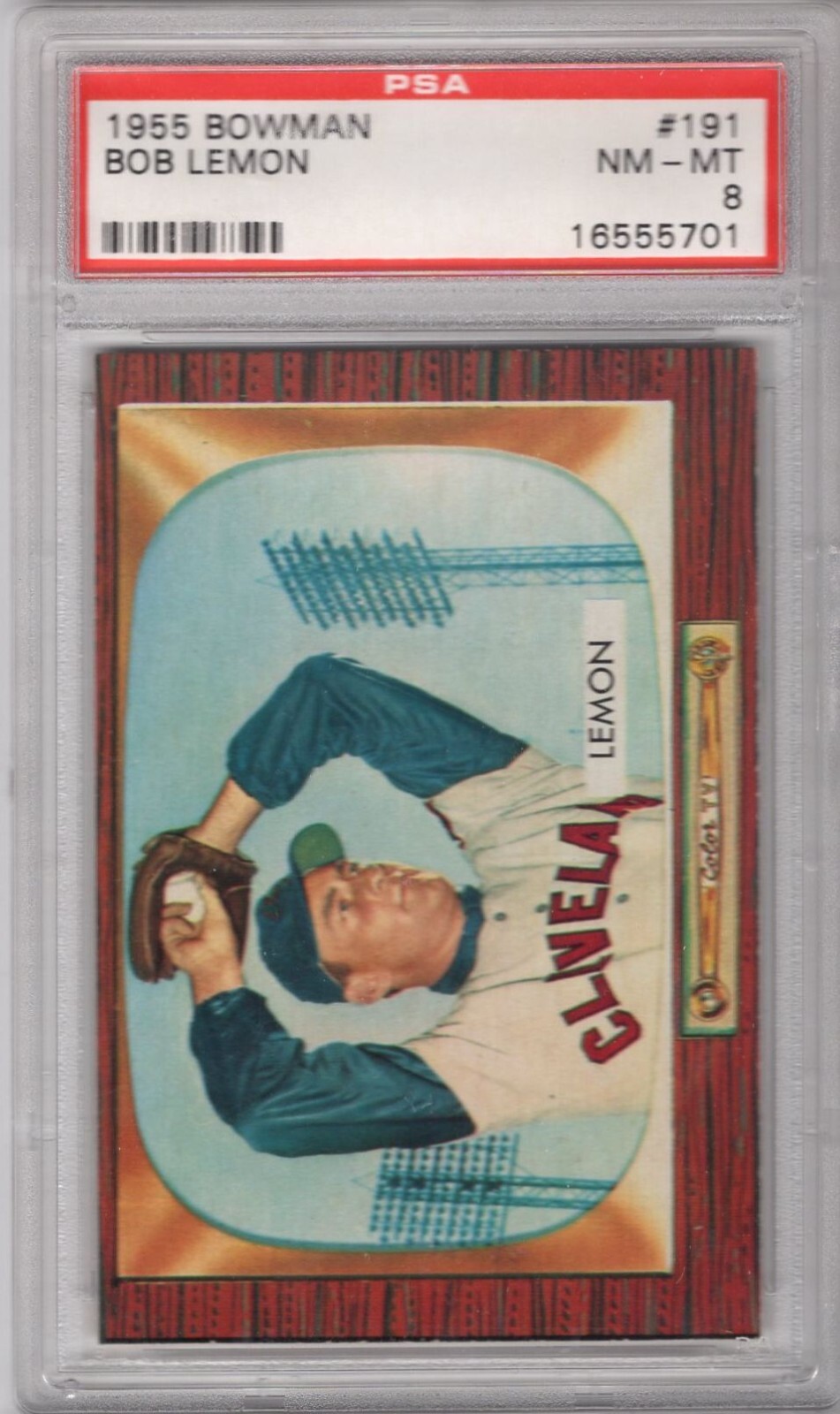 1955 Bowman #191 Bob Lemon - PSA 8