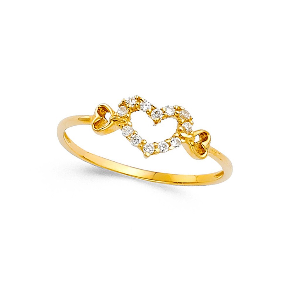 GOLD - 14K Yellow Gold Fancy Cubic Zirconia Ring | eBay
