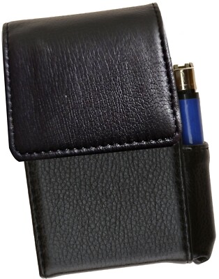 folding cigarette case Black Leather Cigarette Hard Case Pouch Flip Top Lighter Holder 100's  Regular