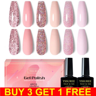 5A-GOODS 6PCS Nail Gel Polish Set Soak off UV LED Colors Base Top Coat Nail Varnish Kit